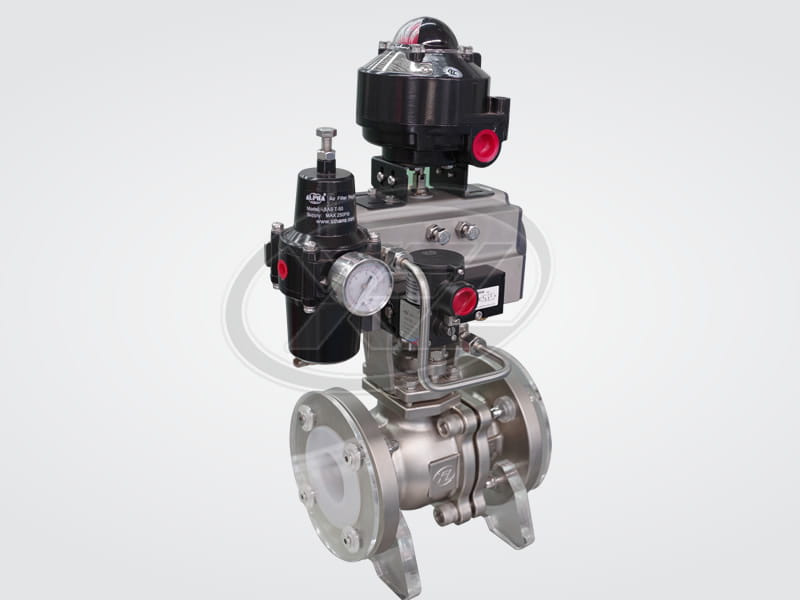 PFA Pneumatic Type Ball Valve Dimensions